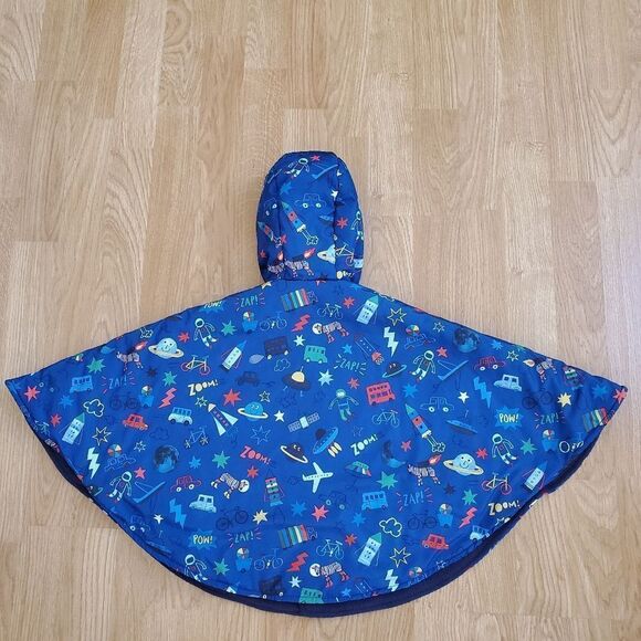 Paul Smith: Fleece Lined Hooded Cape Jacket - size 2 in Blue - Picture 6 of 16